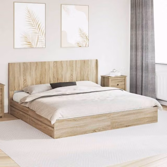 Berkfield Home Sonoma Oak Bed Frame with Headboard and Lift-Up Storage, Brown, W/D/H: 180 x 200 cm – 1