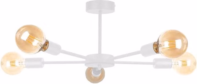 Netlighting Sun Multi Arm Semi Flush Ceiling Light, White, Diameter: 48 cm, 5 x E27