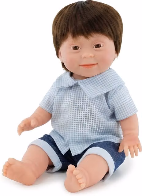 BiBi Doll Baby Boy Doll with Down Syndrome Features in Blue