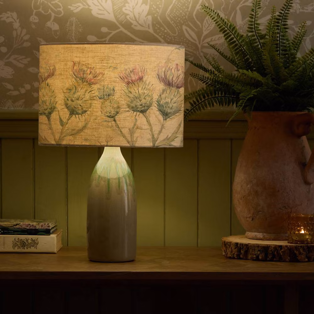 Voyage Maison Narvi Ceramic Tabletop Lamp with Thistle Glen Eva Fabric Lampshade in Green – 3
