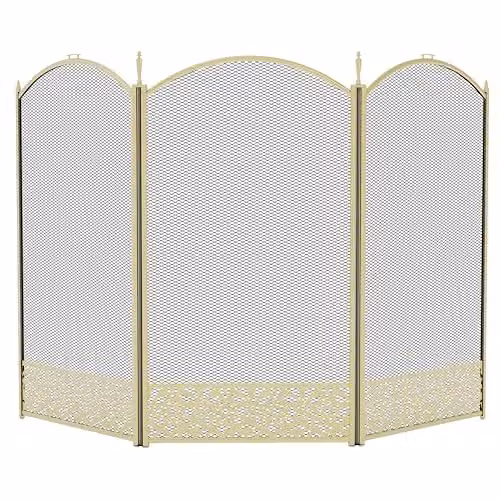 Fire Vida Ingleton Metal Fire Guard in Gold, W/D/H: 95.0 x 60.0 x 21.0 cm – 1