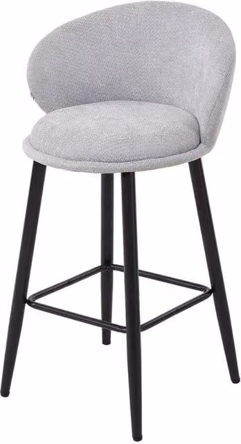 Kelvenix Set of 2 Grey Chenille Upholstered Industrial Bar Stools with Metal Frames – 1