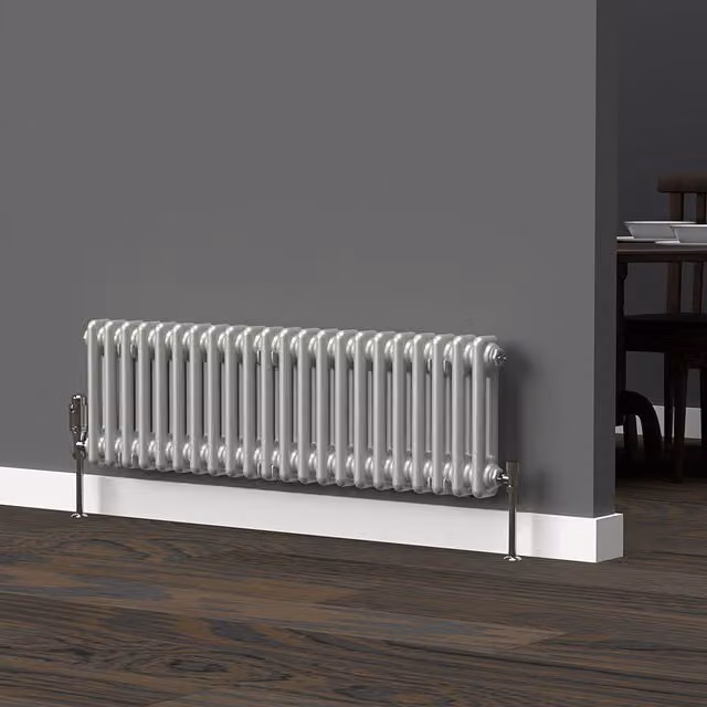 Lux Heat Horizontal 2 Column Steel Radiator in Dove Grey, H: 101.0 cm x W: 30.0 cm