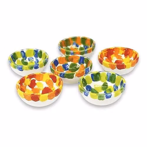 Verano Spanish Ceramics Petalo Handpainted Tapas Bowls, Multicolour Ceramic Set of 6, Diameter: 12 cm