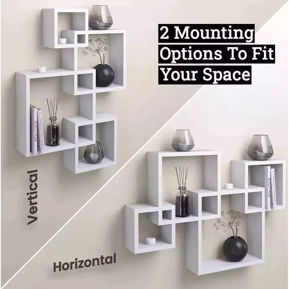 SPETLEK White Square Floating Wall Shelves with 4 Multi Levels – 4