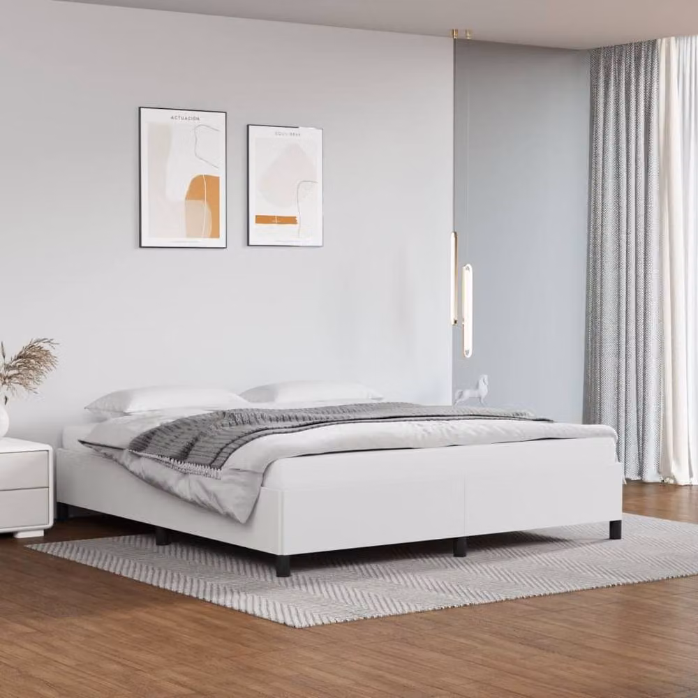 Berkfield Home Super King Upholstered Bed Frame in White Faux Leather with Drawers W: 180 cm, D: 200 cm – 2
