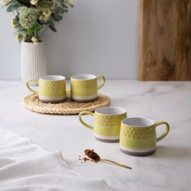 Mikasa Set of 2 Green Textured Stoneware Mugs