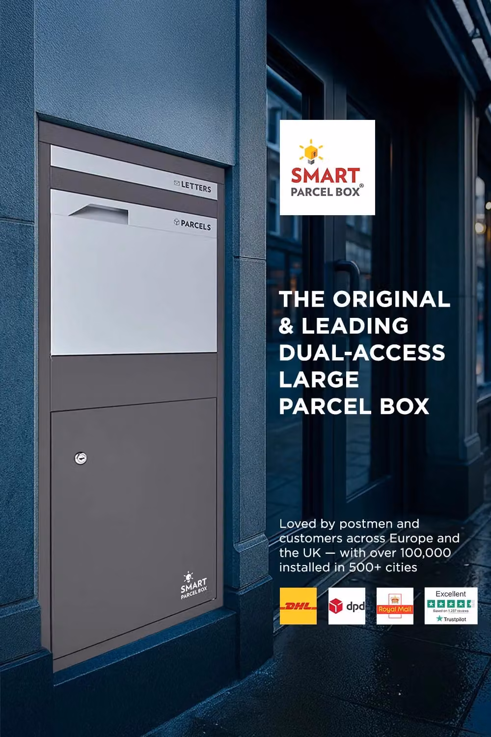 Homescapes Smart Parcel Box Large Secure Steel Delivery Box in Grey, W/D/H: 102.5 x 38.5 x 41.5 cm – 2