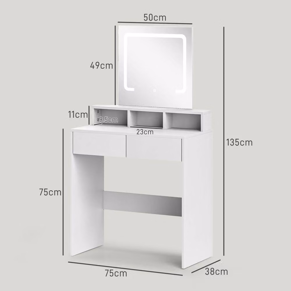 STILVORA Modern White Dressing Table with Hollywood LED Mirror and Storage – 3