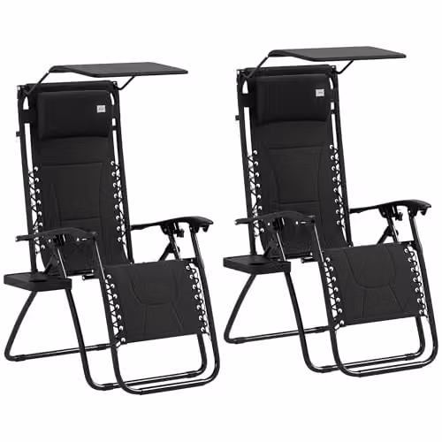 Outsunny Set of 2 Zero Gravity Lounger Chairs in Black