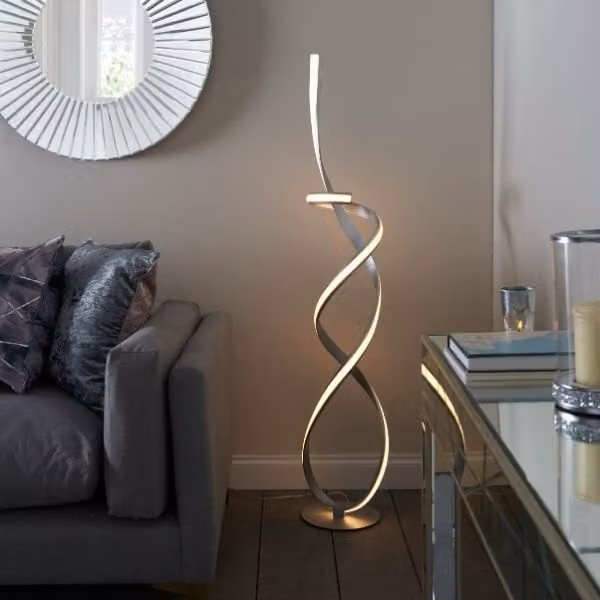 Pagazzi Zkylar LED Arc Floor Lamp in Silver