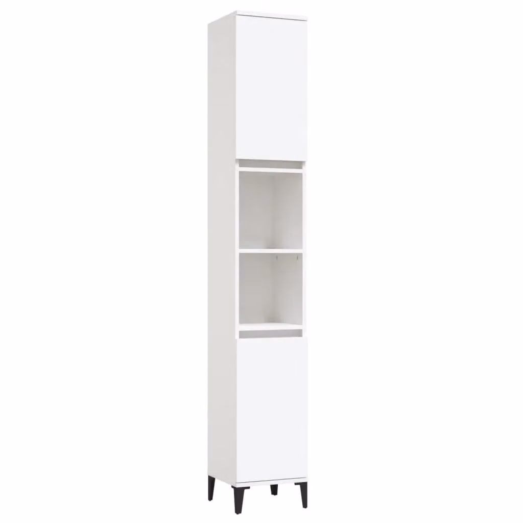 Berkfield Home White Modern Freestanding Bathroom Cabinet with Hinged Doors and Internal Shelves, W/D/H: 30 x 30 x 190 cm – 2