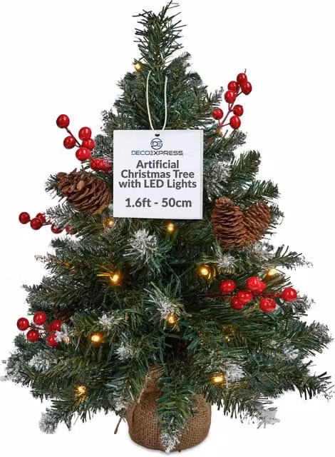 Deco Express Green Christmas Tree with LED Lights, 0.5m