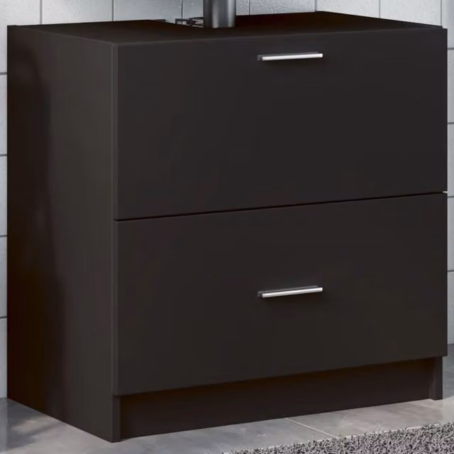 Berkfield Home Sink Cabinet in Black Matt MDF, W: 59 cm, D: 37 cm, H: 59 cm