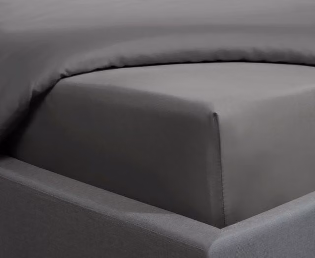 Smart Living Charcoal 300 Thread Count 100% Cotton Mako Satin Anti-Allergy Fitted Sheet, W/D/H: 90 x 200 cm – 1