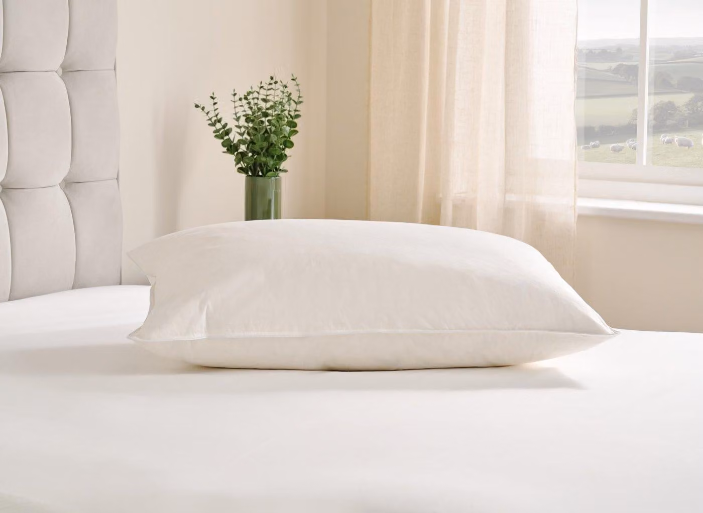 Flaxby White Goose Feather and Down Pillow for Adults