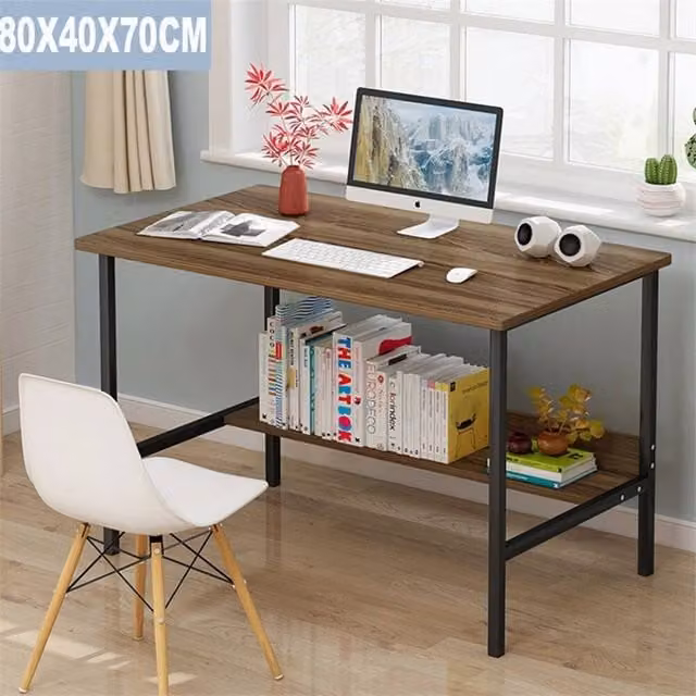 Havendro Brown Home Office Computer Desk and Laptop Study Workstation, W/D/H: 100 x 100 x 70 cm – 1