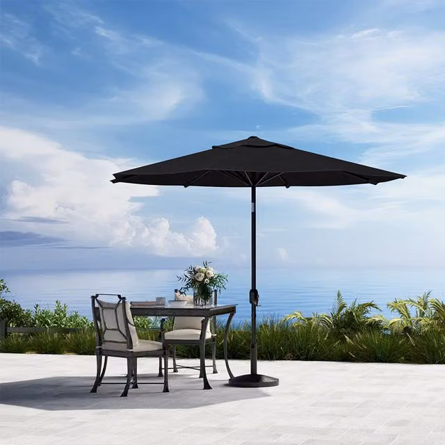 Komore 3M Traditional Garden Parasol with Resin Base in Black