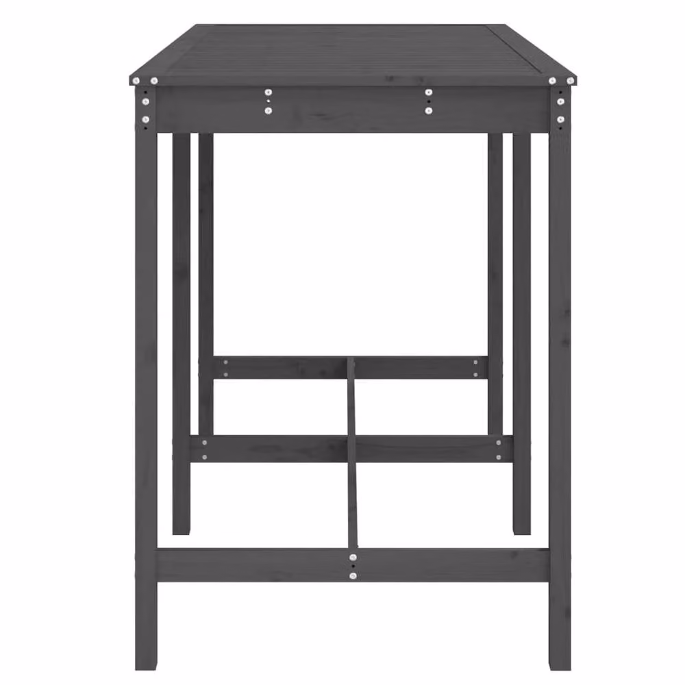 Berkfield Home Grey Solid Pine Rectangular Garden Table W/D/H: 159.5 x 82.5 x 110 cm – 2