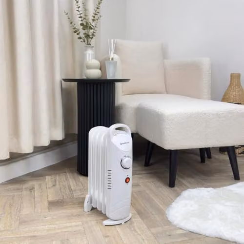 Rediffusion 650W Oil Filled Radiator in White with Adjustable Thermostat and Overheat Protection, W/D/H: 38.5 x 23 x 14 cm – 4