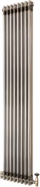 Monstershop Traditional 2 Column Steel Radiator with Integrated Valves, Silver, H: 180 cm, W: 38 cm, D: 38 cm