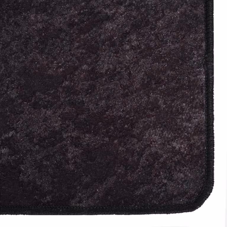 Berkfield Home Washable Anti Slip Round Rug in Anthracite and Black, W: 80 cm, D: 150 cm