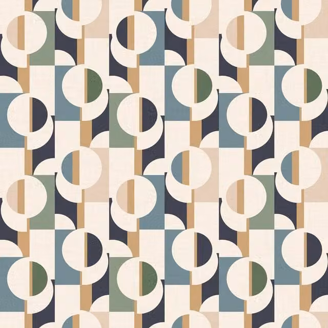 I Love Wallpaper Abstract Geometric Mid-Century Circles Wallpaper in Blue