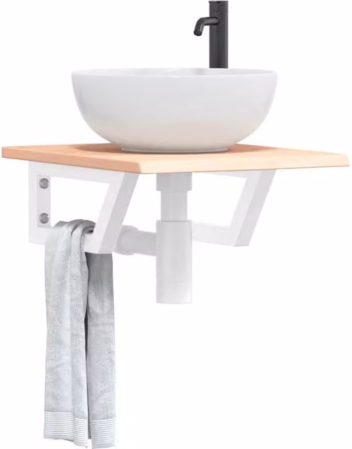 Berkfield Home Wall Mounted Basin Shelf in Brown Oak and Steel