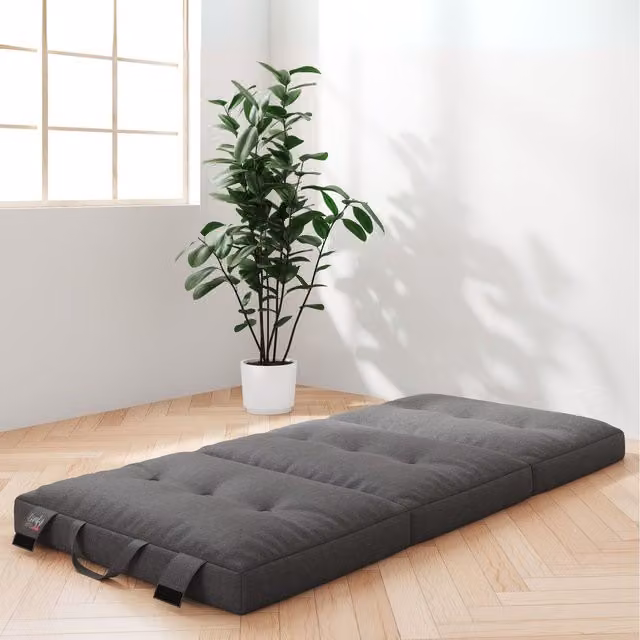Home Source Pegasus Grey Single Foldable Memory Foam Guest Mattress, W/D/H: 90 x 190 cm