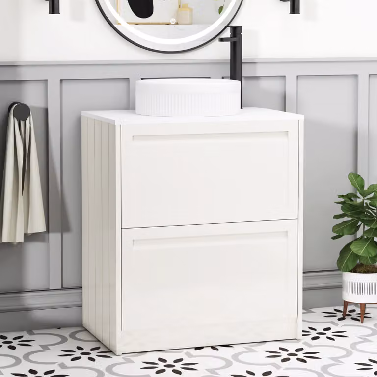 Royal Bathrooms Elmore Classic White Floor Standing 2 Drawer Vanity Unit with Round Basin