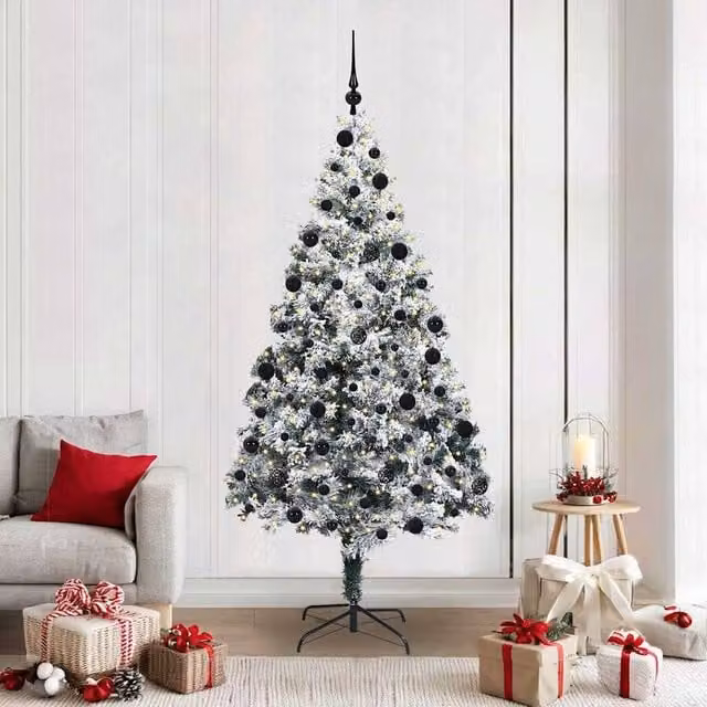 Berkfield Home Artificial Green Christmas Tree with 300 LEDs and Stand, Height: 210 cm – 1