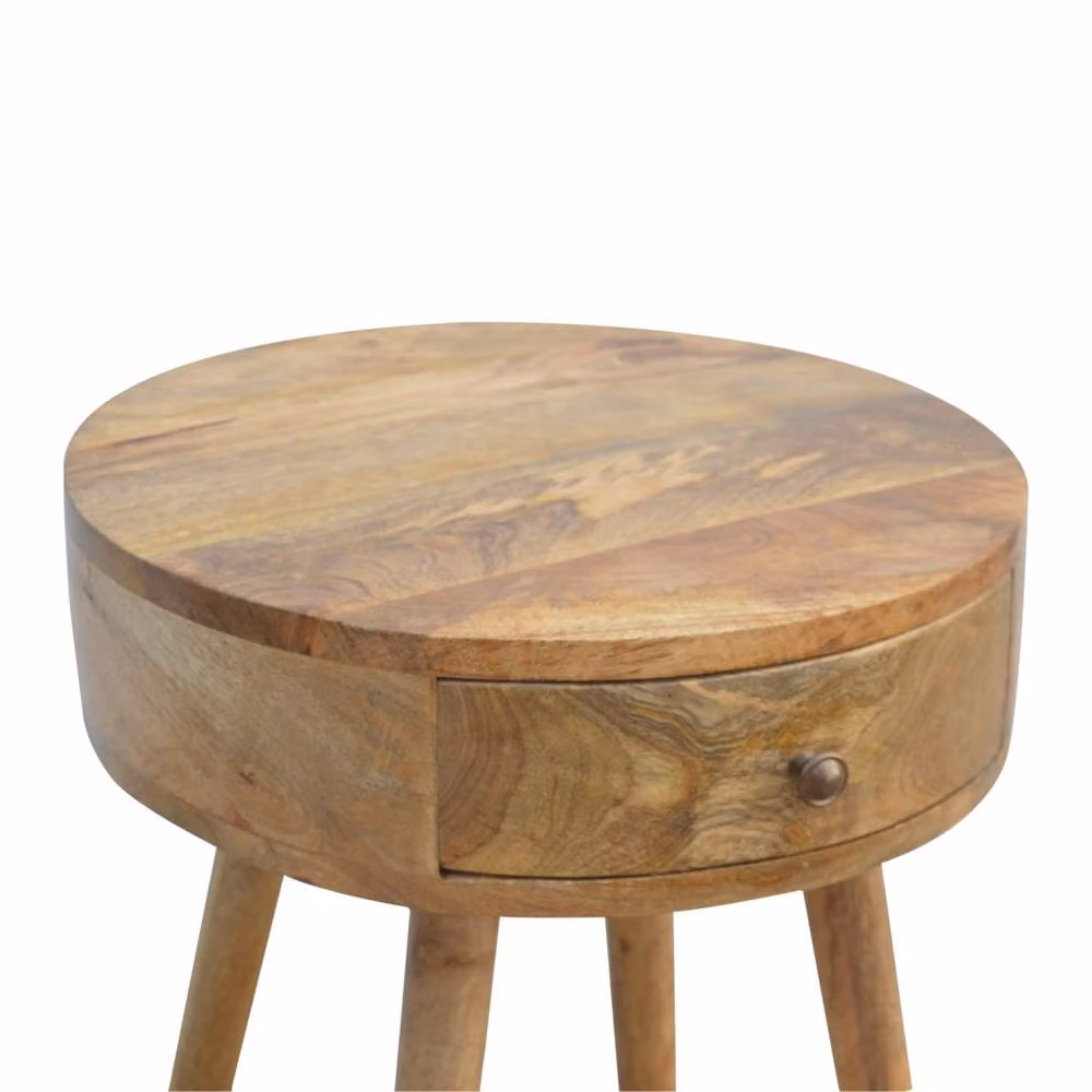 Wyld Haus Gradara Nordic Round Mango Wood Bedside Table in Brown, W/D/H: 40 x 40 x 56 cm – 3