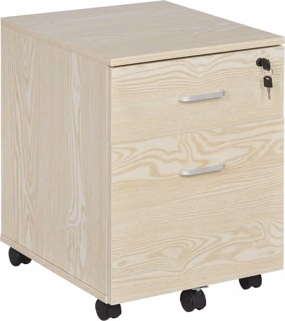 Vinsetto 2-Drawer Locking Rolling Office Filing Cabinet in Oak Brown