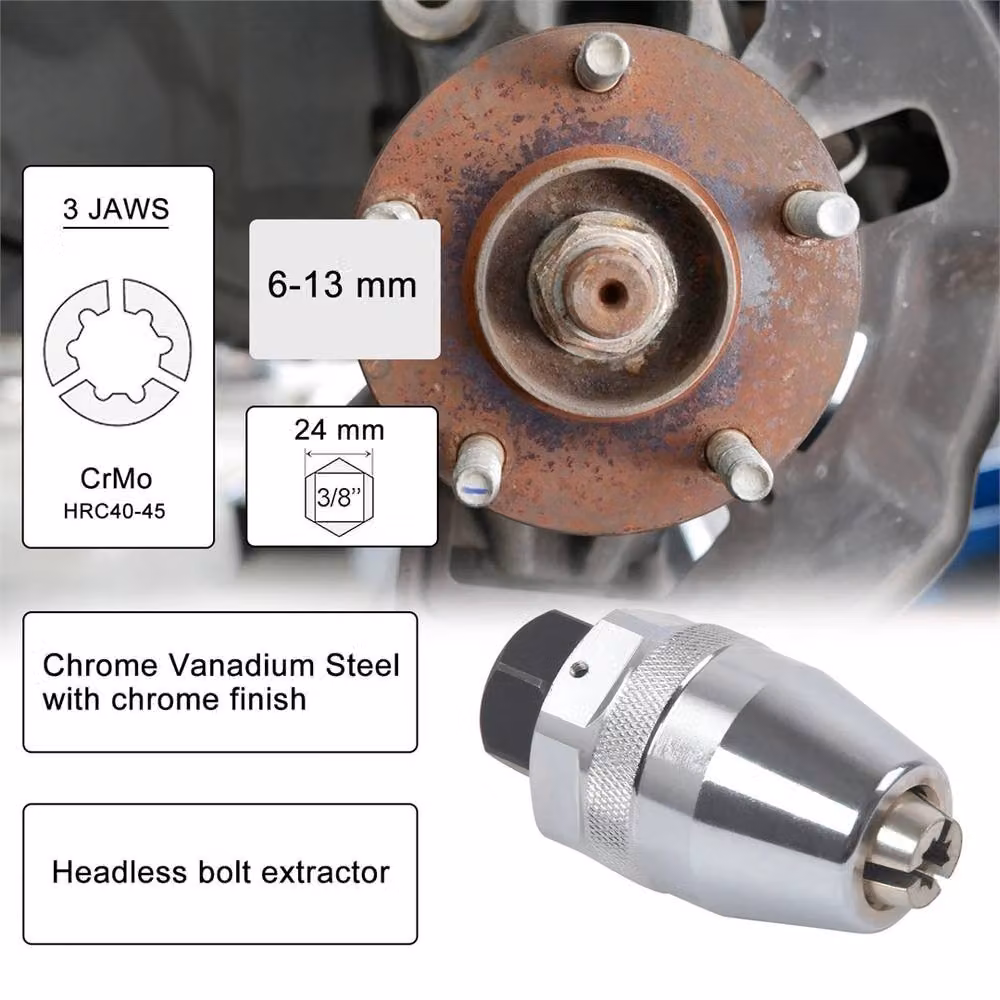 Nordara Impact Stud Bolt Extractor Tool 3/8 inch Drive for 1/4 inch to 1/2 inch Studs, 6-13mm, Silver – 3