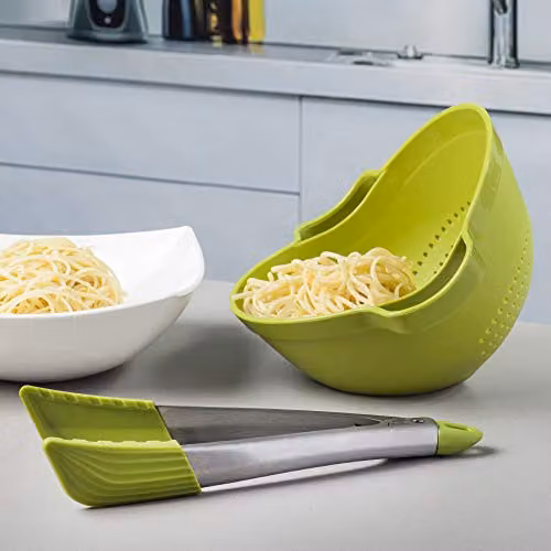 Zeal Drain and Serve Colander with Kitchen Tongs Set in Green – 2