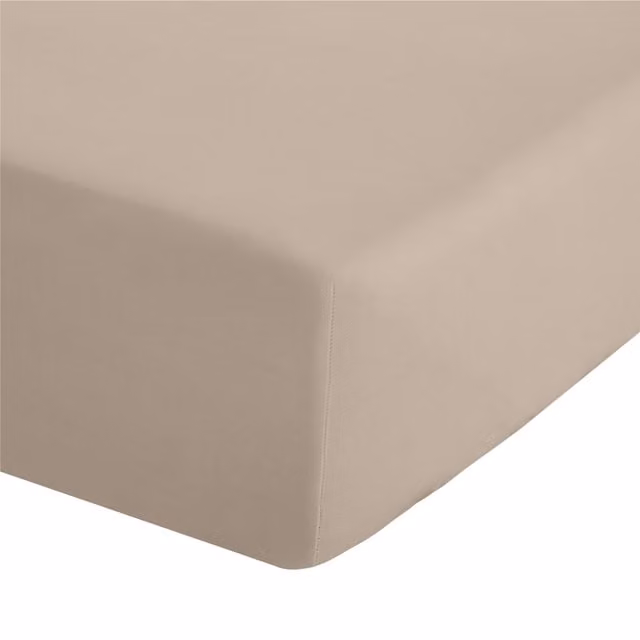Catherine Lansfield Easy Iron Percale Combed Polycotton Extra Deep Fitted Sheet, Beige, W: 150 cm x L: 200 cm, Depth: 35 cm
