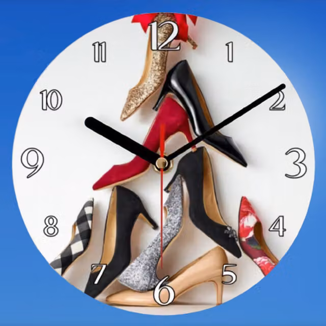 Liora Luxe Prints Heel Art Round Analog Quartz Wall Clock in Red and Multicolour