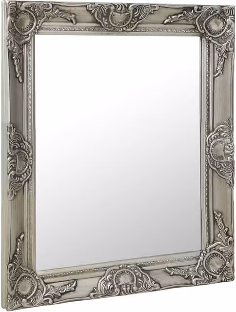 Berkfield Home Antique Baroque Style Rectangular Wall Mirror, Silver, W: 50 cm, H: 60 cm
