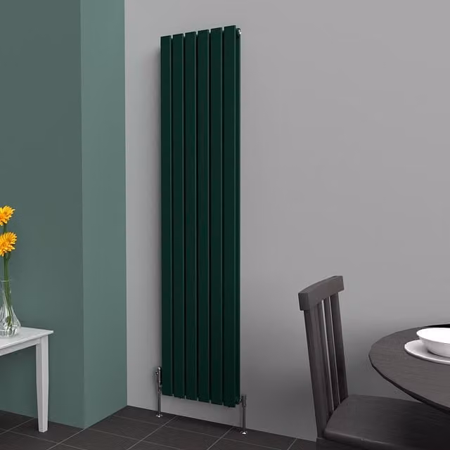 Lux Heat Flat Coloured Vertical Steel Radiator in Green, H 180 cm x W 42 cm
