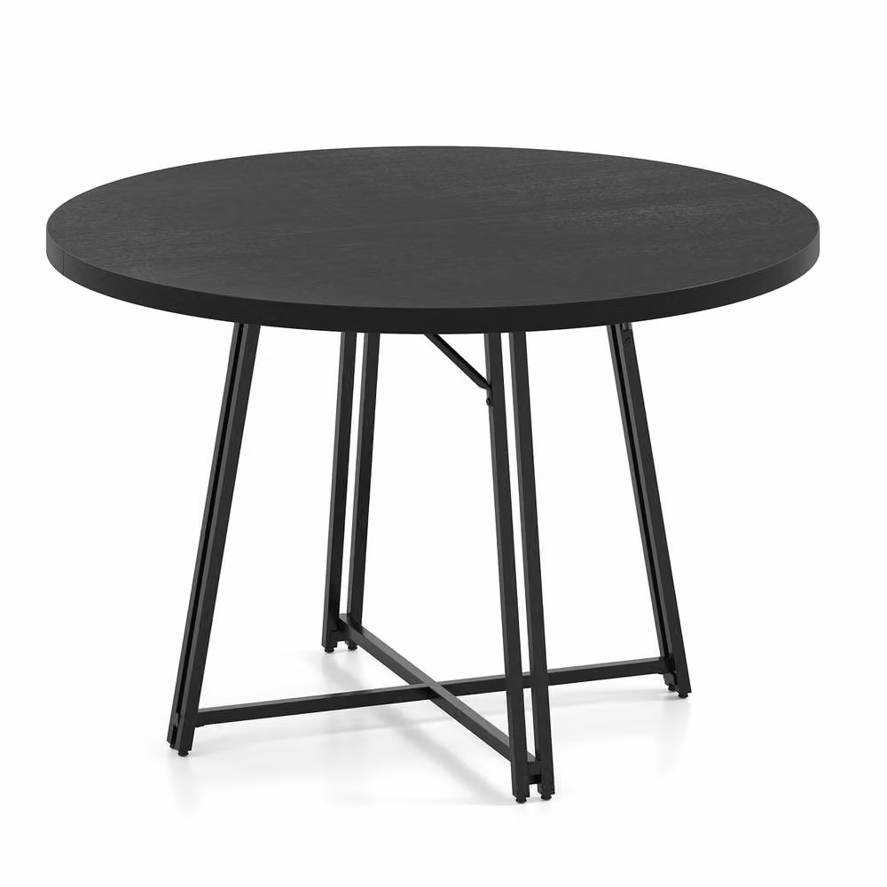 Costway Modern Round Dining Table in Black, Diameter: 118 cm – 7