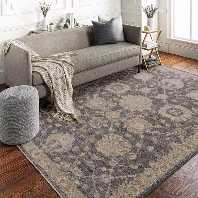 Livabliss Avant Garde Boho Oriental Living Room Rug with Fringes in Anthracite, Beige, Blue and Brown, W: 200 cm, D: 290 cm
