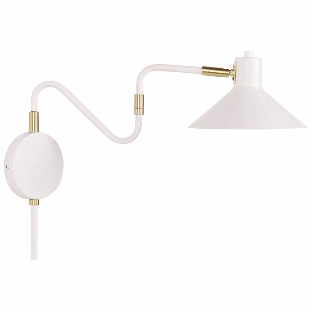 Wyld and Coco White Metal Wall Lamp with Adjustable Cone Shade – 2