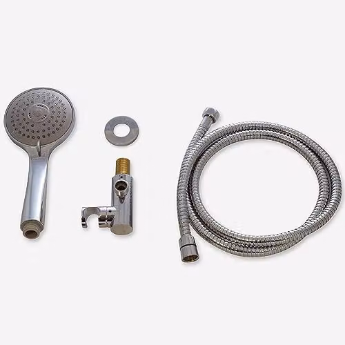 Nes Home Chrome Round Wall Outlet Elbow with 3 Mode Handheld Shower Handset and 1.5m Hose in Silver – 2