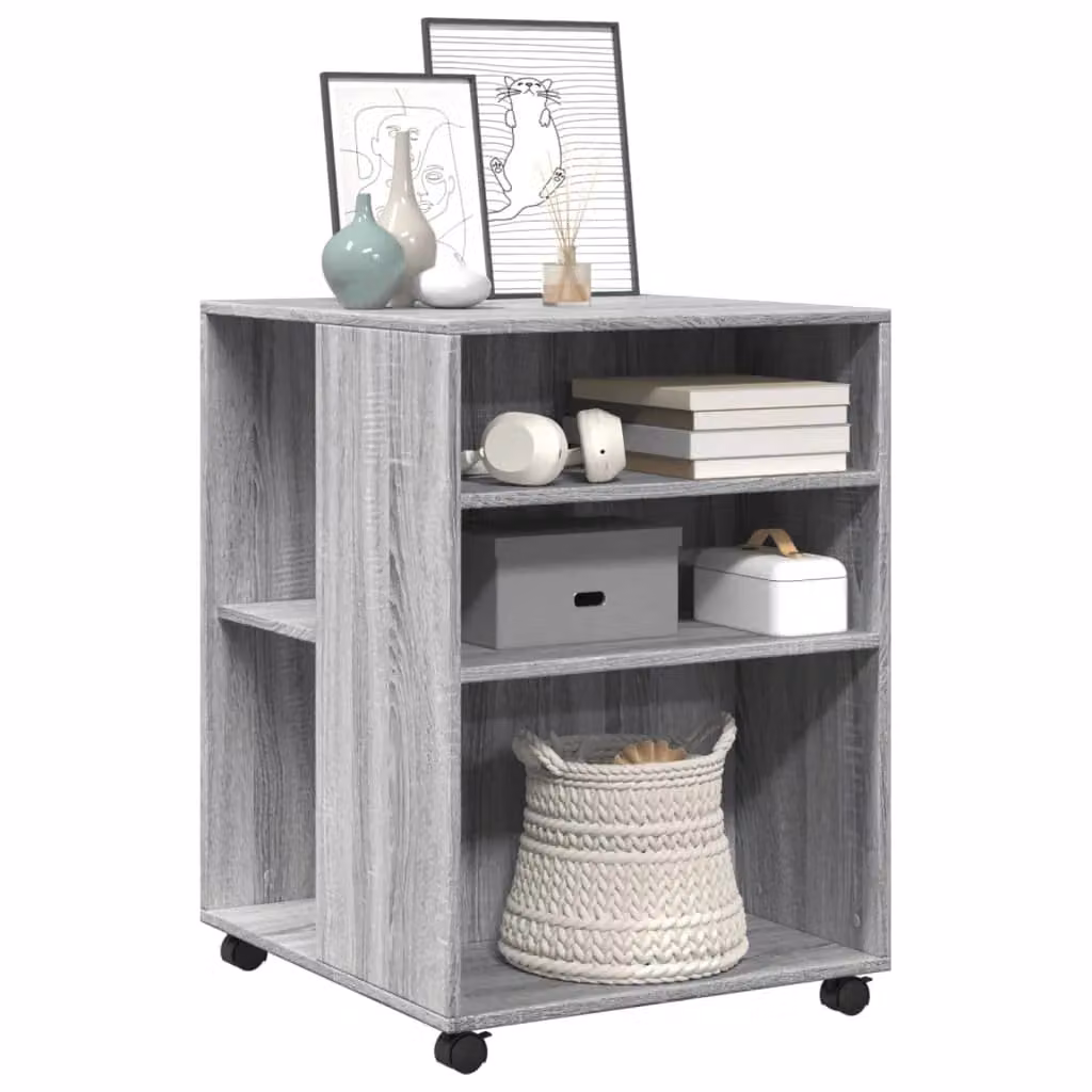 Berkfield Home Side Table with Wheels in Grey Sonoma, W: 55 cm, D: 60 cm, H: 78 cm – 3