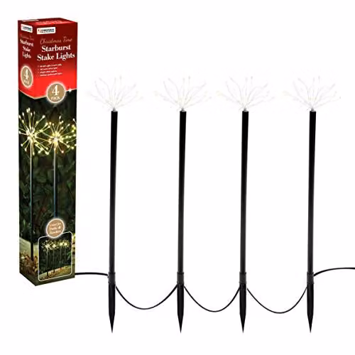 The Christmas Workshop 70369 LED Starburst Path Lights, 4 Pack, Warm White, Height: 50 cm – 2