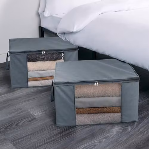 OHS 2 Pack 90L Underbed Storage Containers with Lids and Handles in Grey – 2