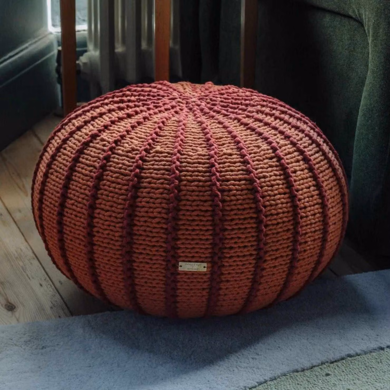 Zuri House Ziggy Knitted Pouffe in Terracotta – 2
