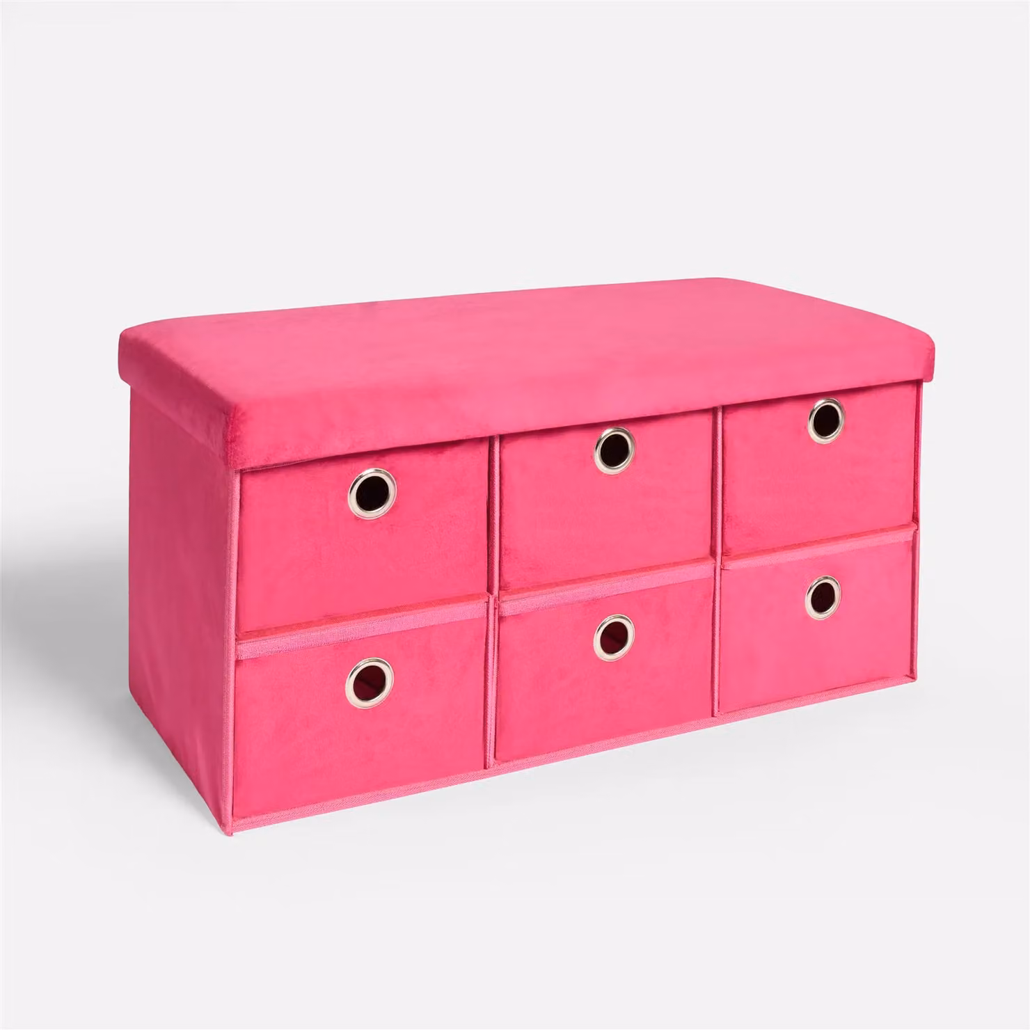 OHS 6 Drawer Velvet Ottoman Storage Cube Unit in Pink – 2