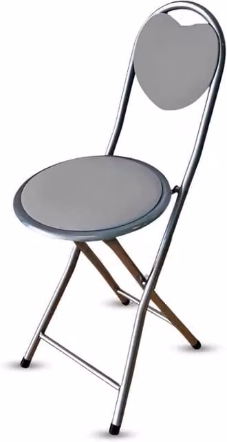 FORGEVIO Grey Heart Soft Padded Bar Stool with Upholstered Fabric Seat and Metal Frame – 1