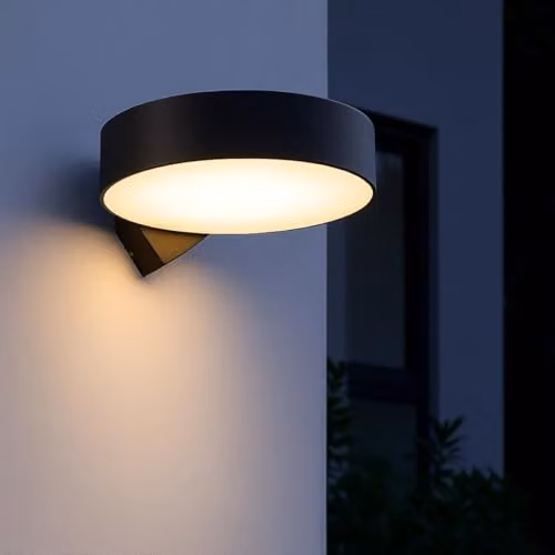 CGC Lighting Darcy Black Adjustable Round LED Outdoor Wall Light, Warm White, IP65 – 3
